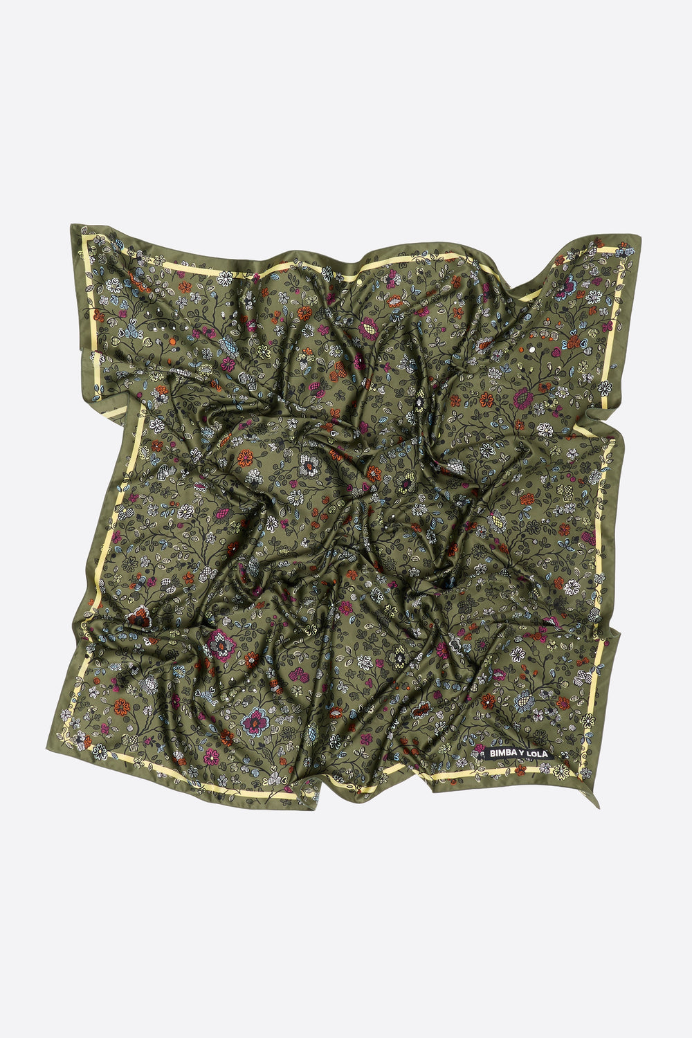 Khaki lace floral scarf