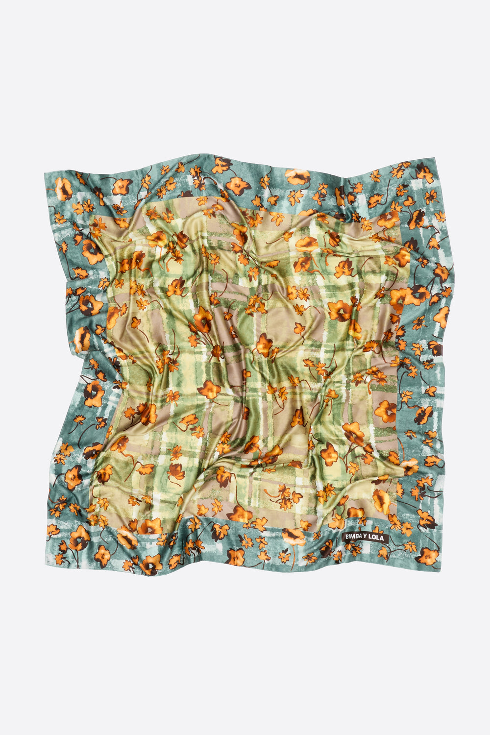 Watercolor floral and checked scarf