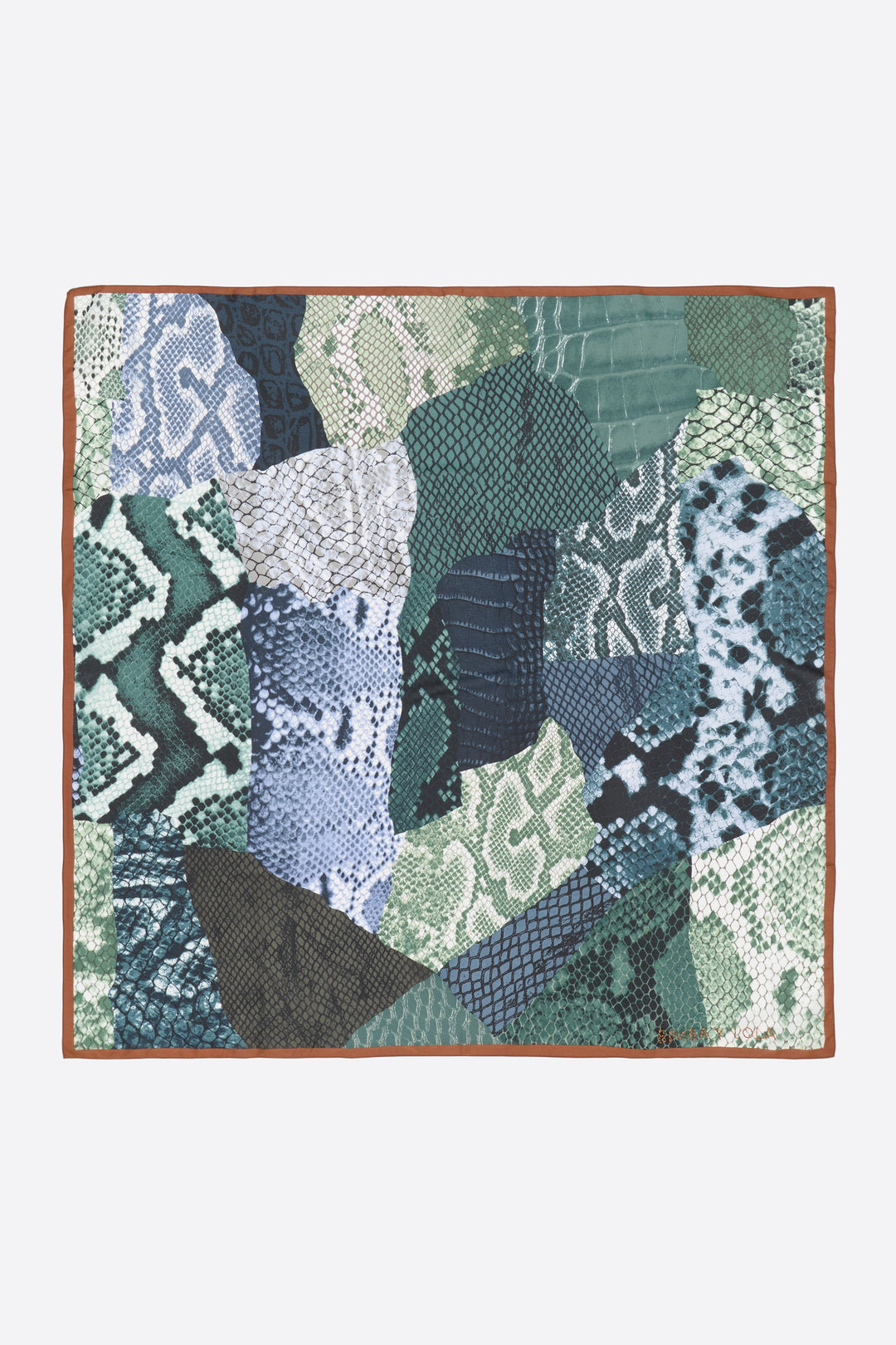 Aquamarine snake design leather patchwork scarf