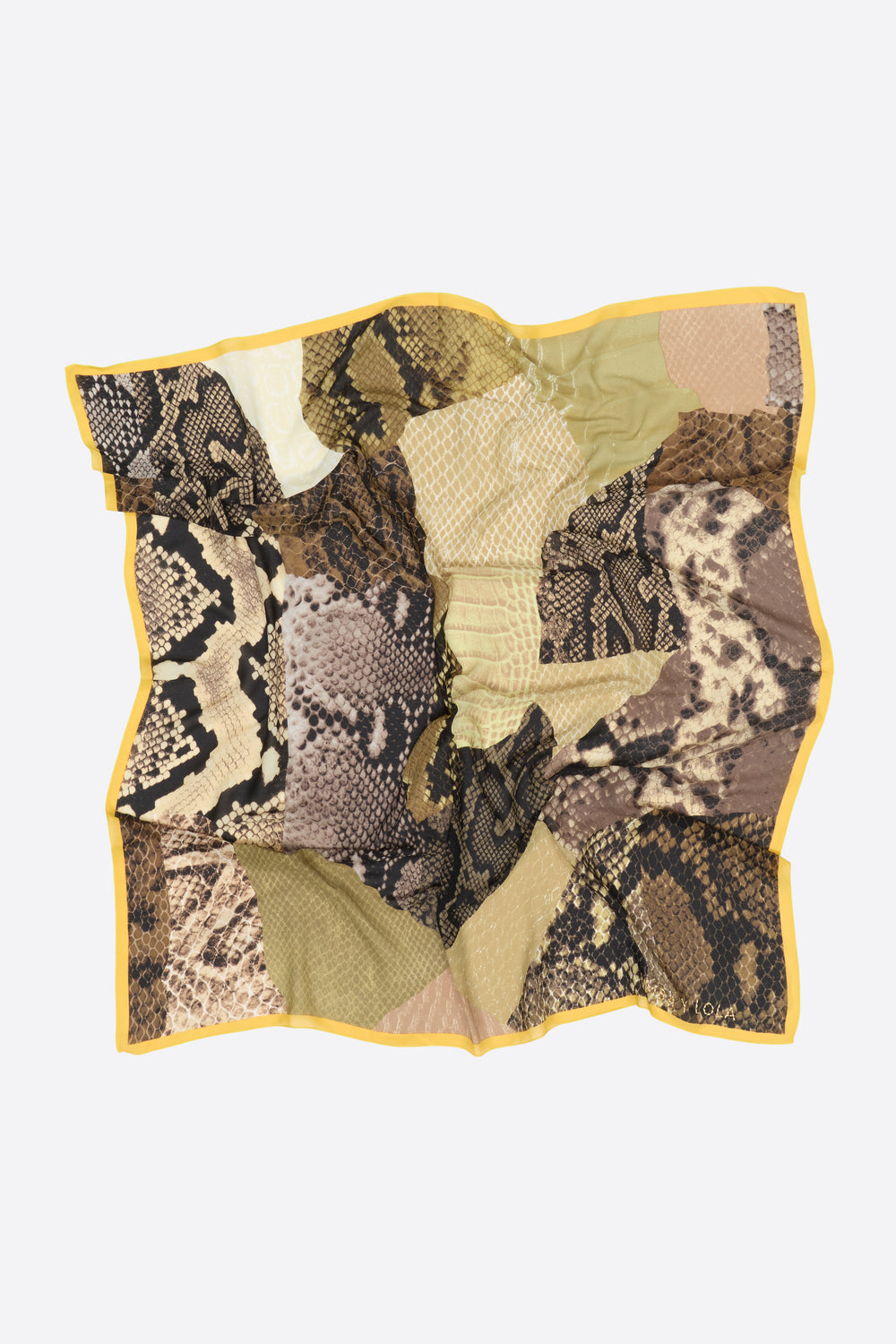 Khaki snake design leather patchwork scarf