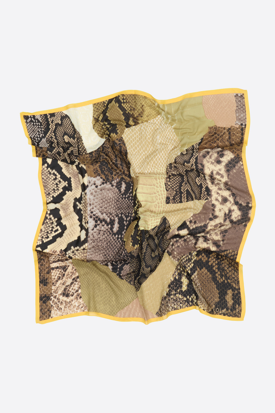 Khaki snake design leather patchwork scarf