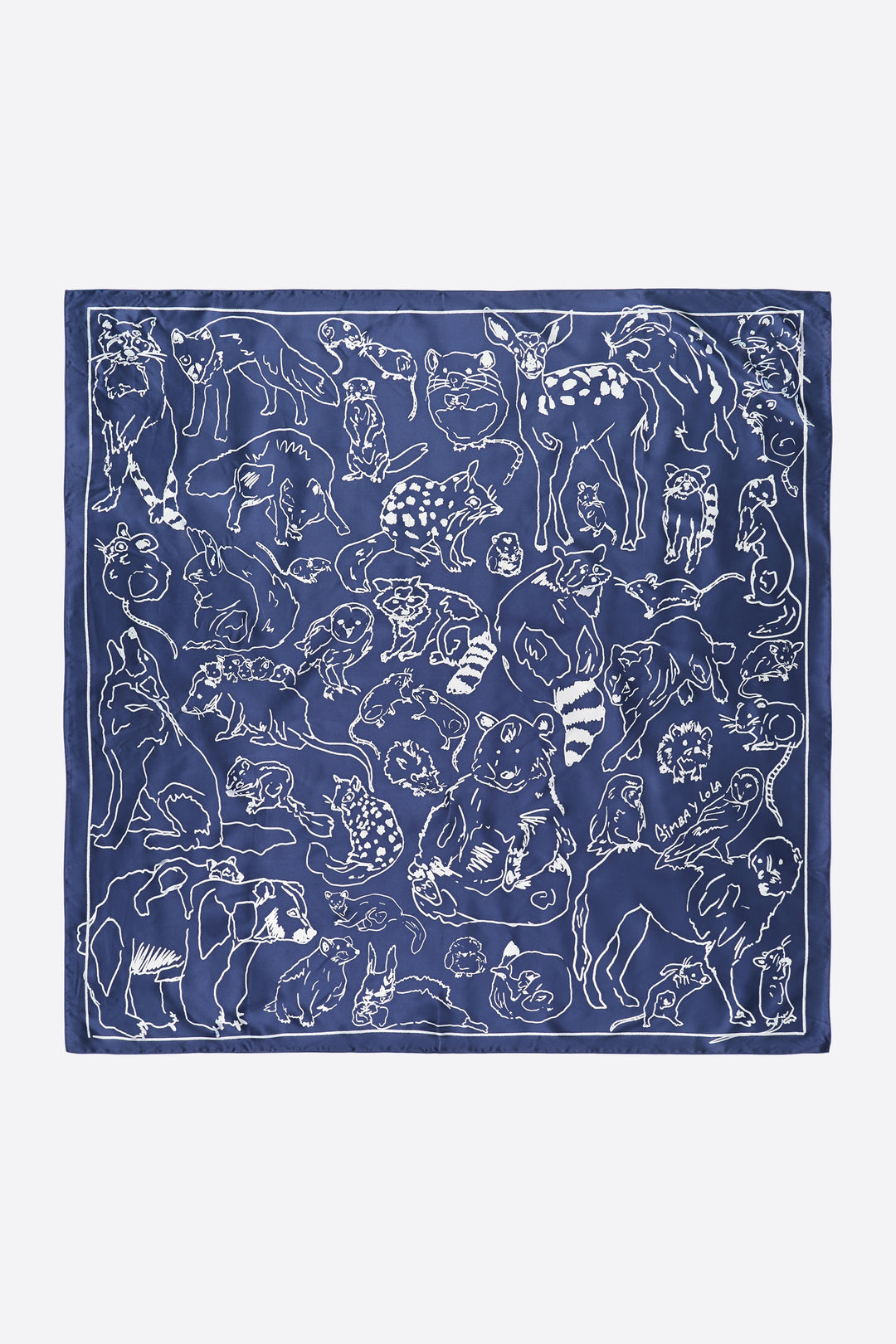 Denim blue animal sketch scarf
