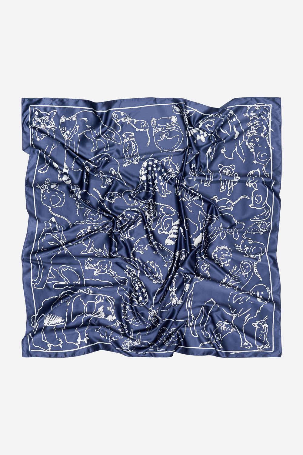 Denim blue animal sketch scarf