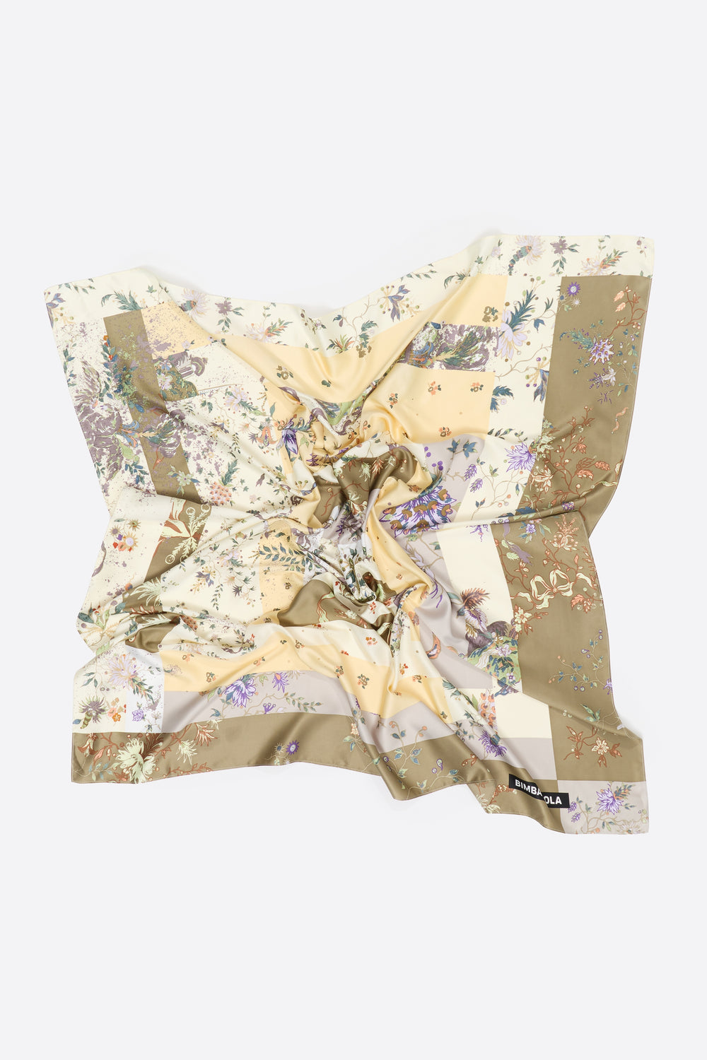 Cream romantic flowers patchwork scarf
