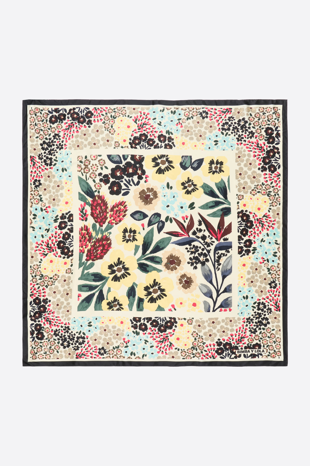 Off-white pastel floral sketch print scarf