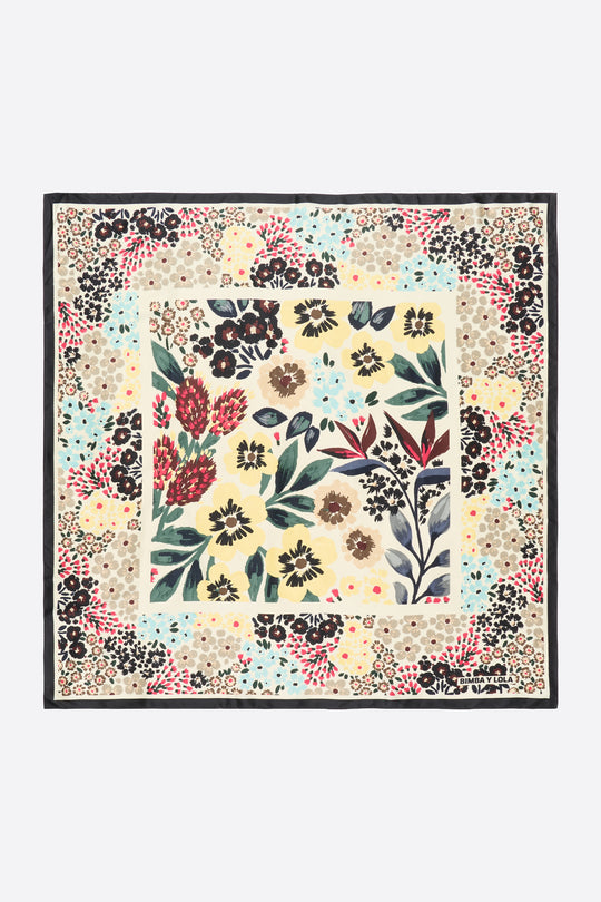 Off-white pastel floral sketch print scarf