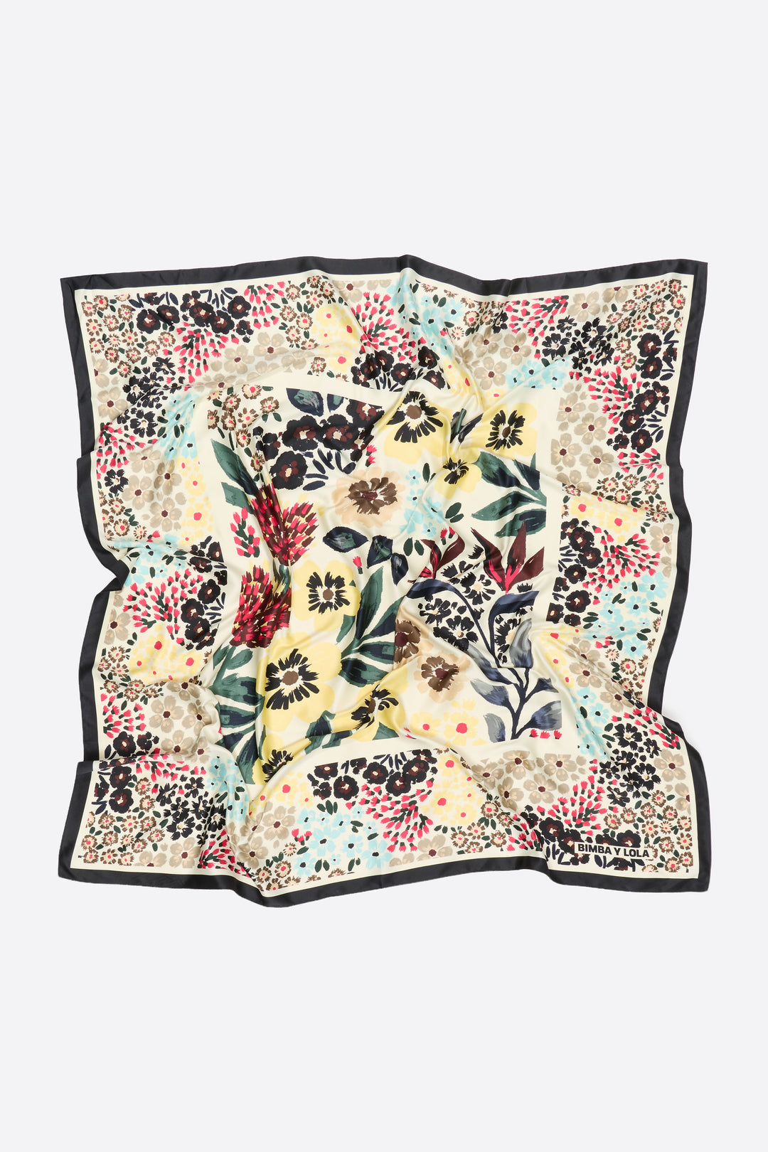 Off-white pastel floral sketch print scarf