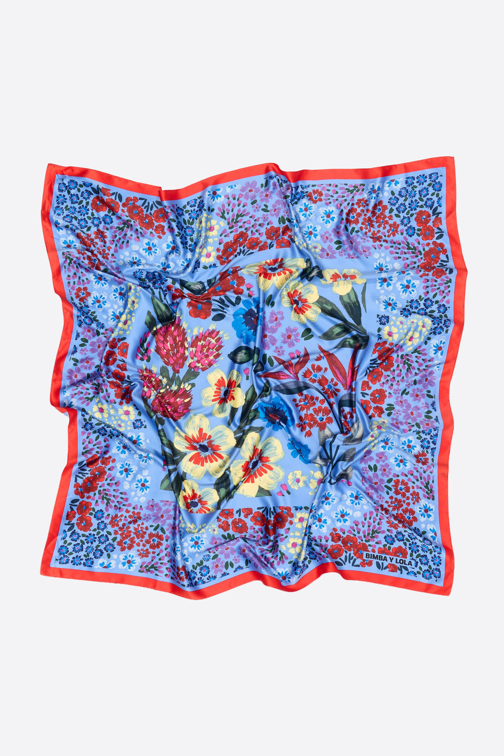 Blue pastel floral sketch print scarf