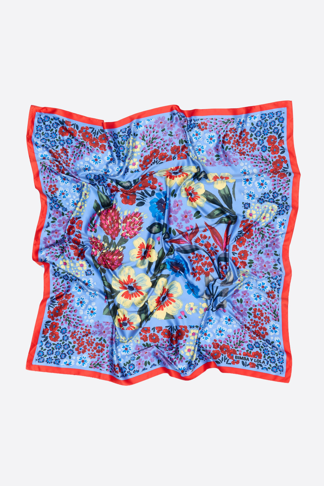 Blue pastel floral sketch print scarf