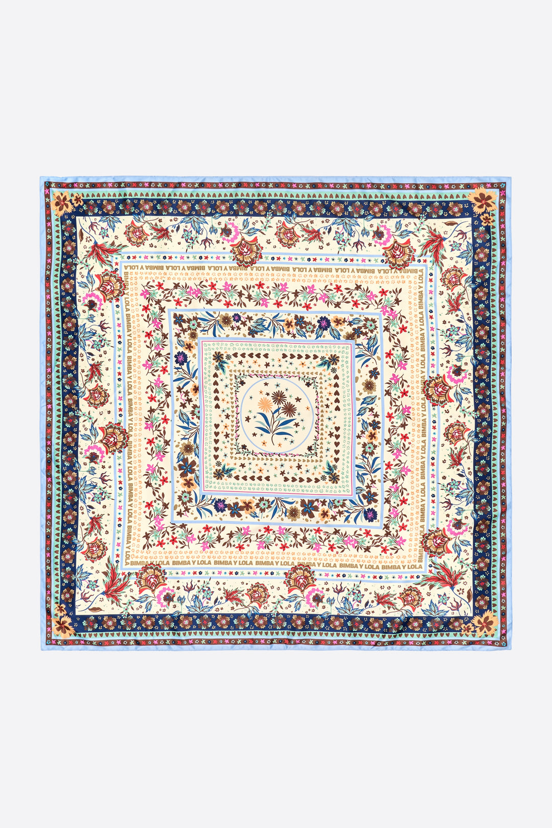 Ivory concentric frames floral scarf