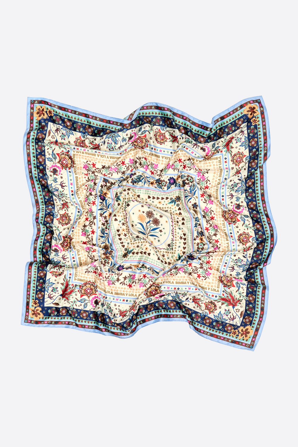 Ivory concentric frames floral scarf