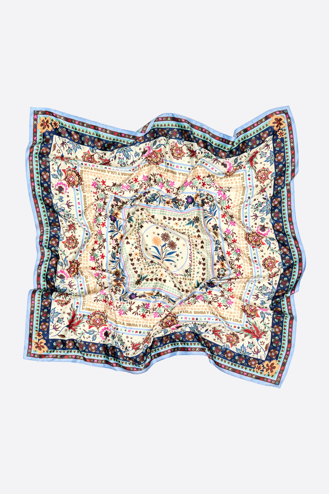 Ivory concentric frames floral scarf