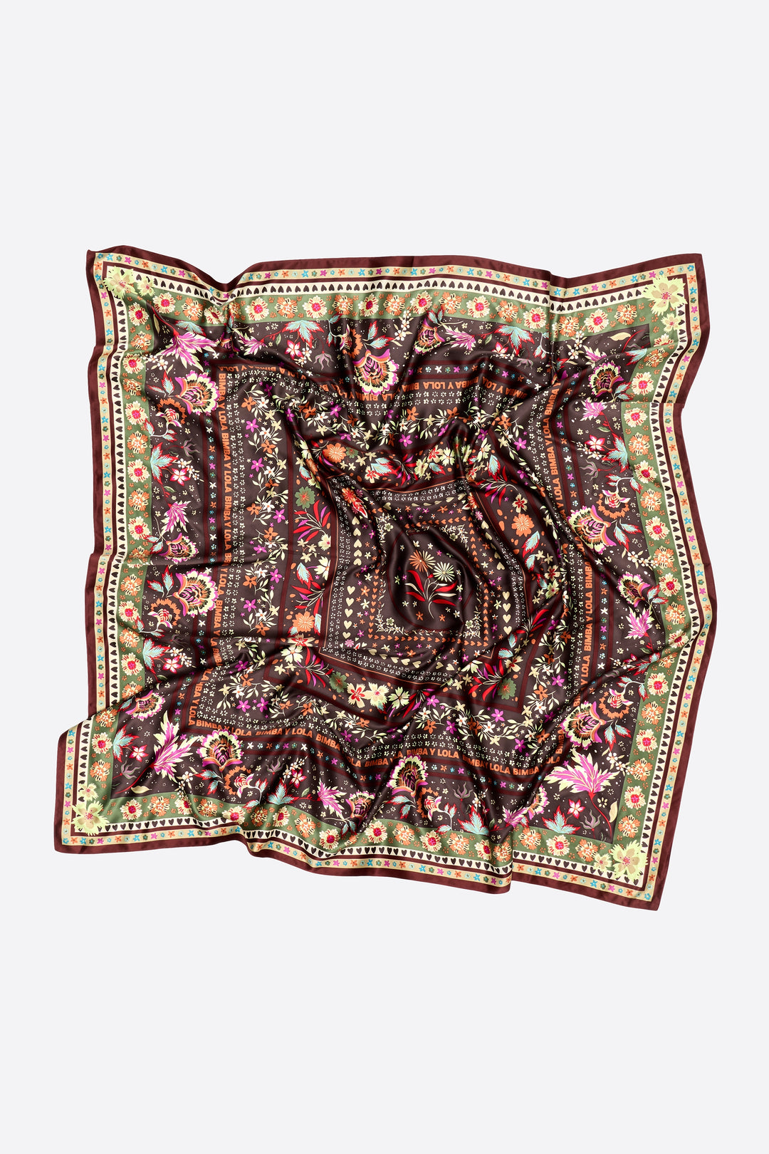 Brown concentric frames floral scarf