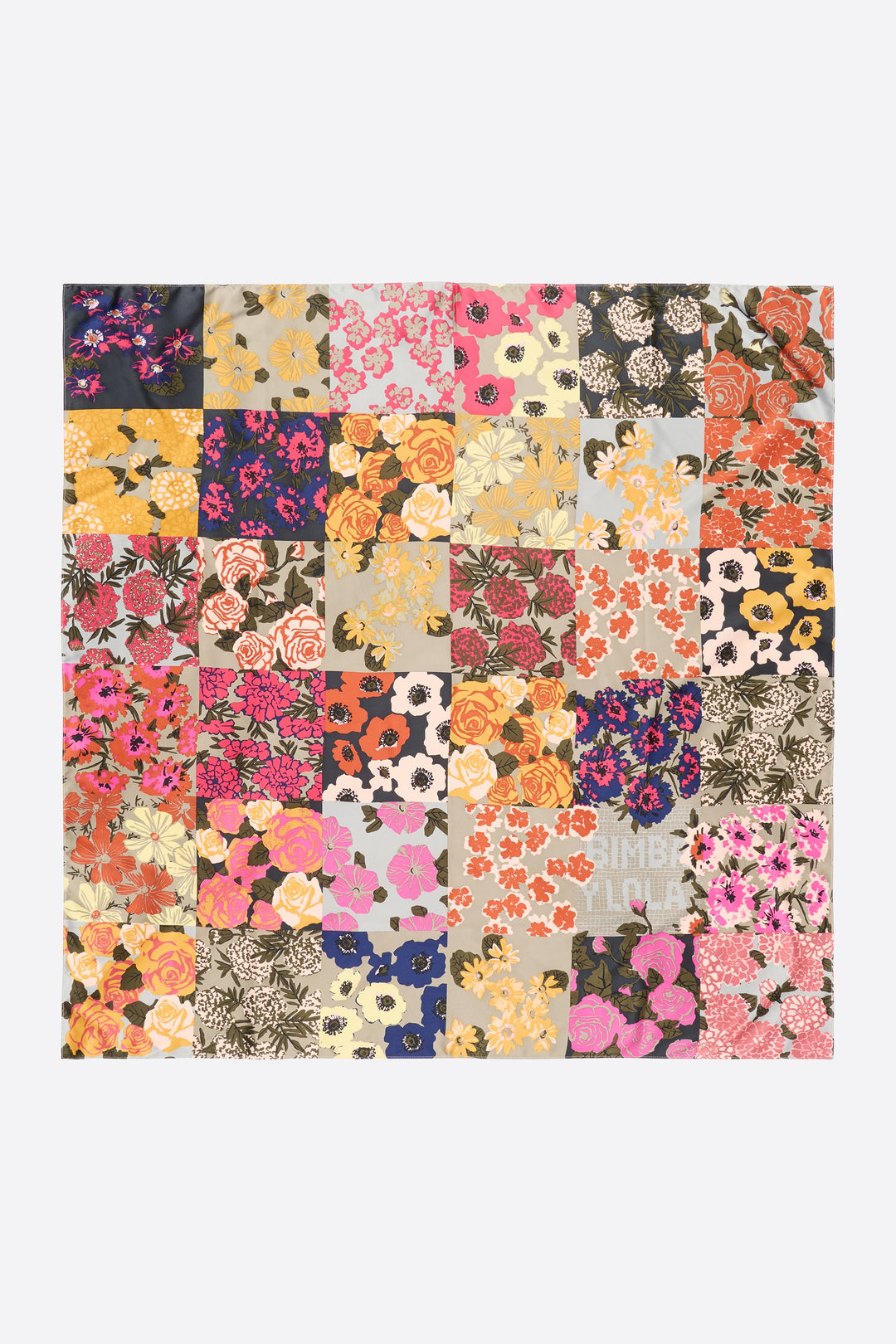 Sage green floral patchwork scarf