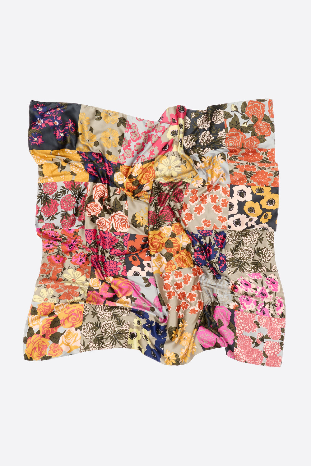 Sage green floral patchwork scarf