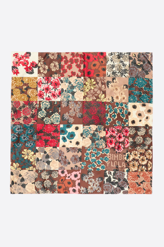 Brown floral patchwork scarf