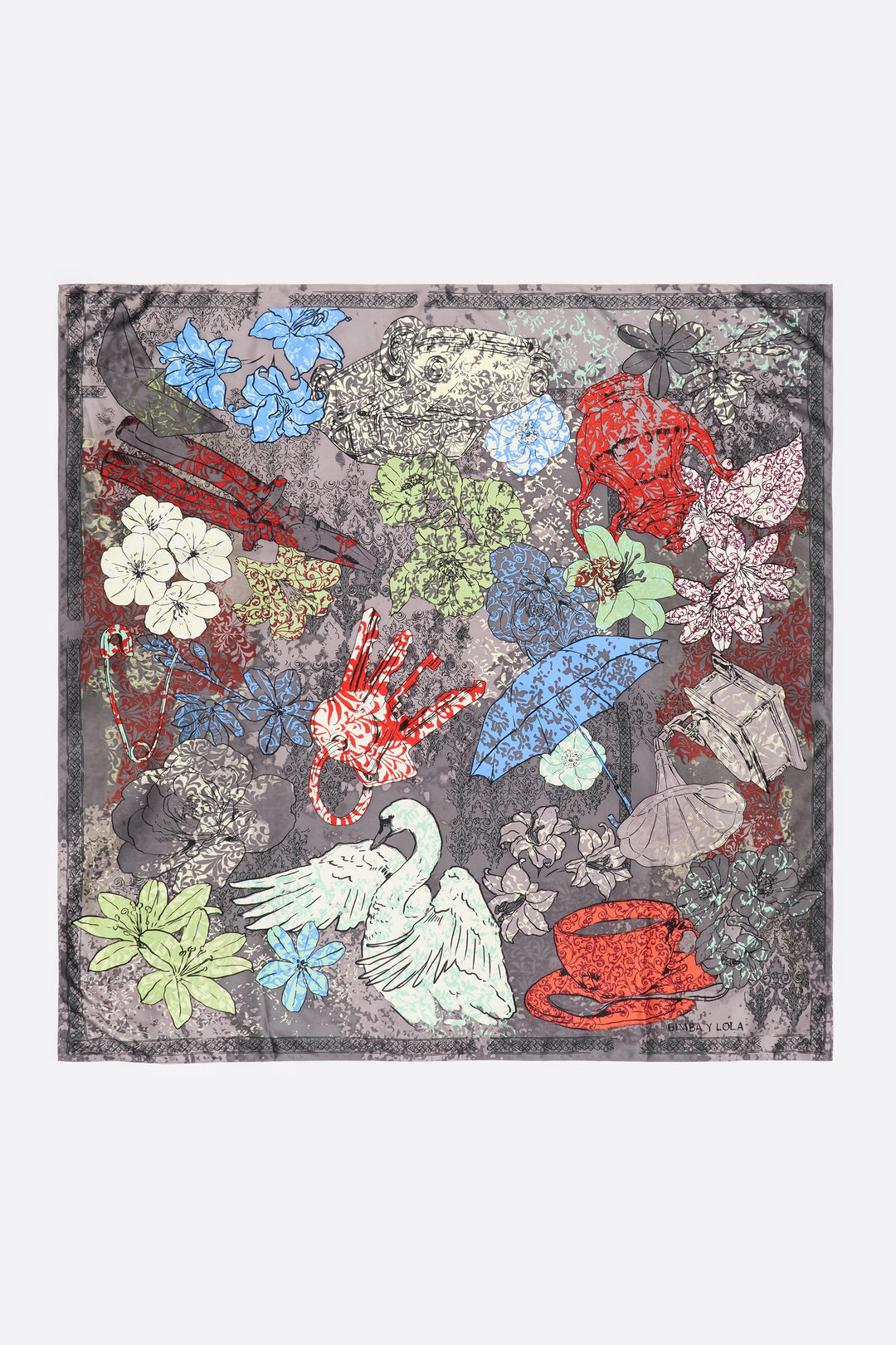 Anthracite arabesque print scarf