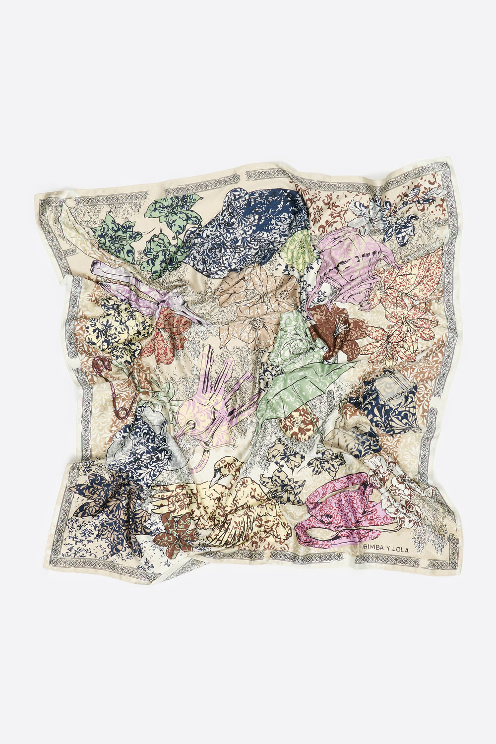 Beige arabesque print scarf