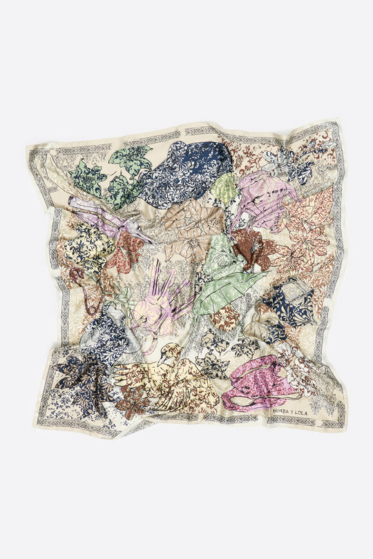 Beige arabesque print scarf
