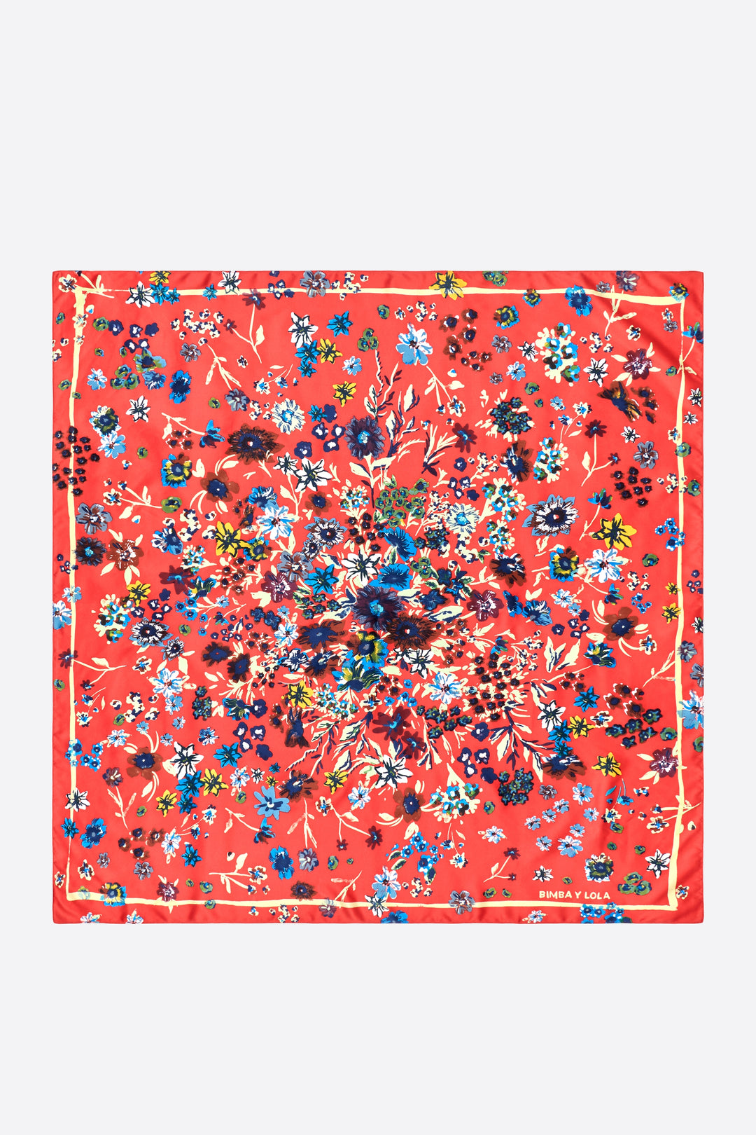 Red floral garden composition scarf