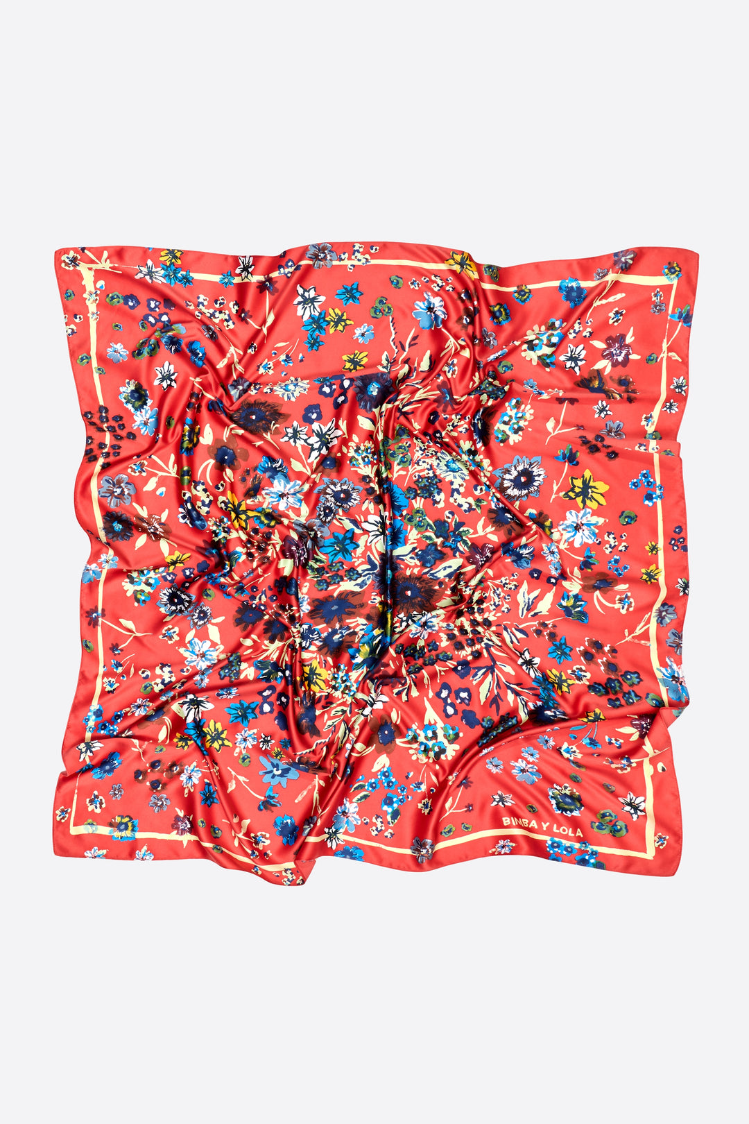 Red floral garden composition scarf