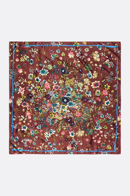Garnet floral garden composition scarf
