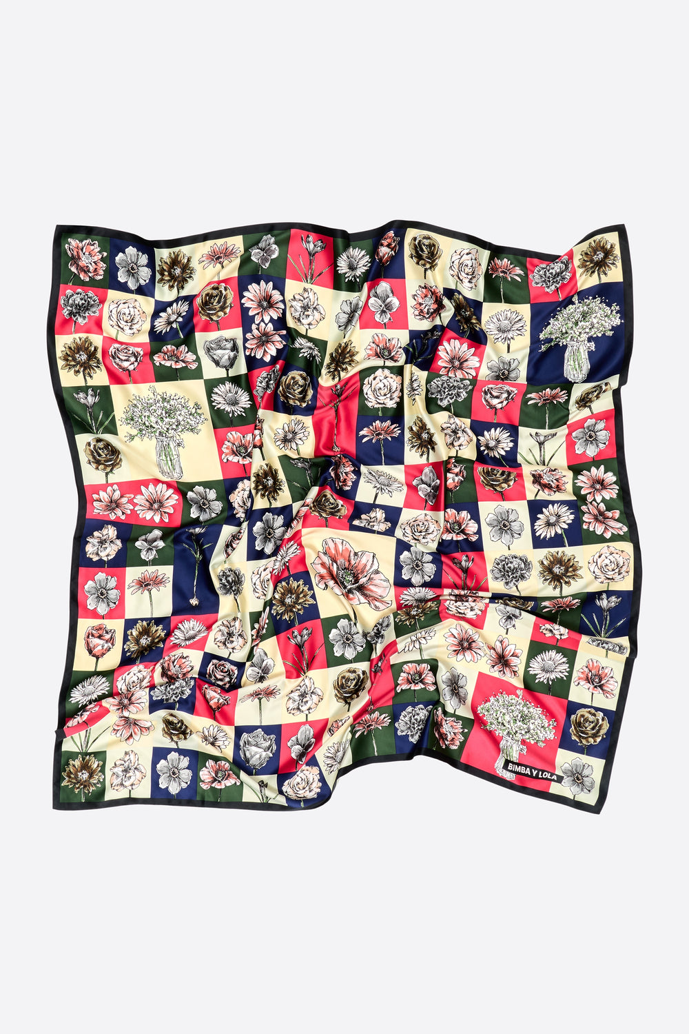 Fuchsia botanical mosaic composition scarf
