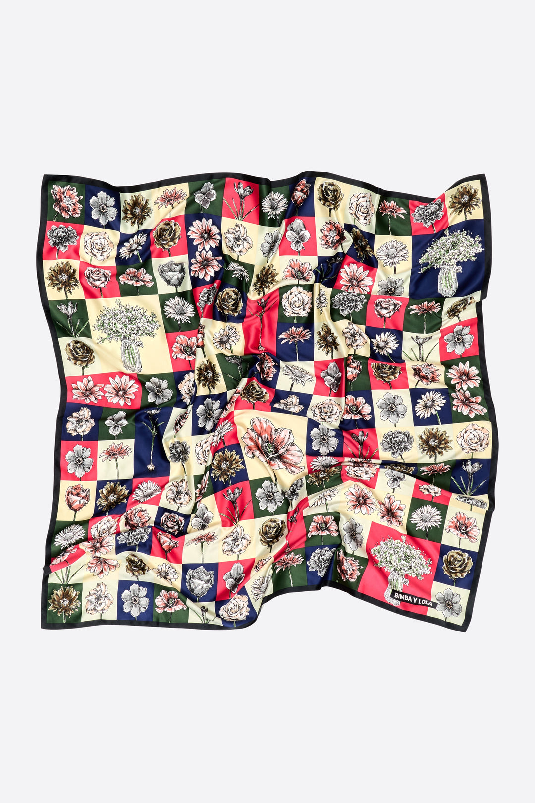 Fuchsia botanical mosaic composition scarf