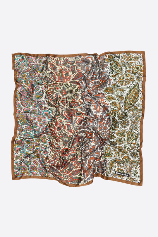 Bronze paisley stripes scarf