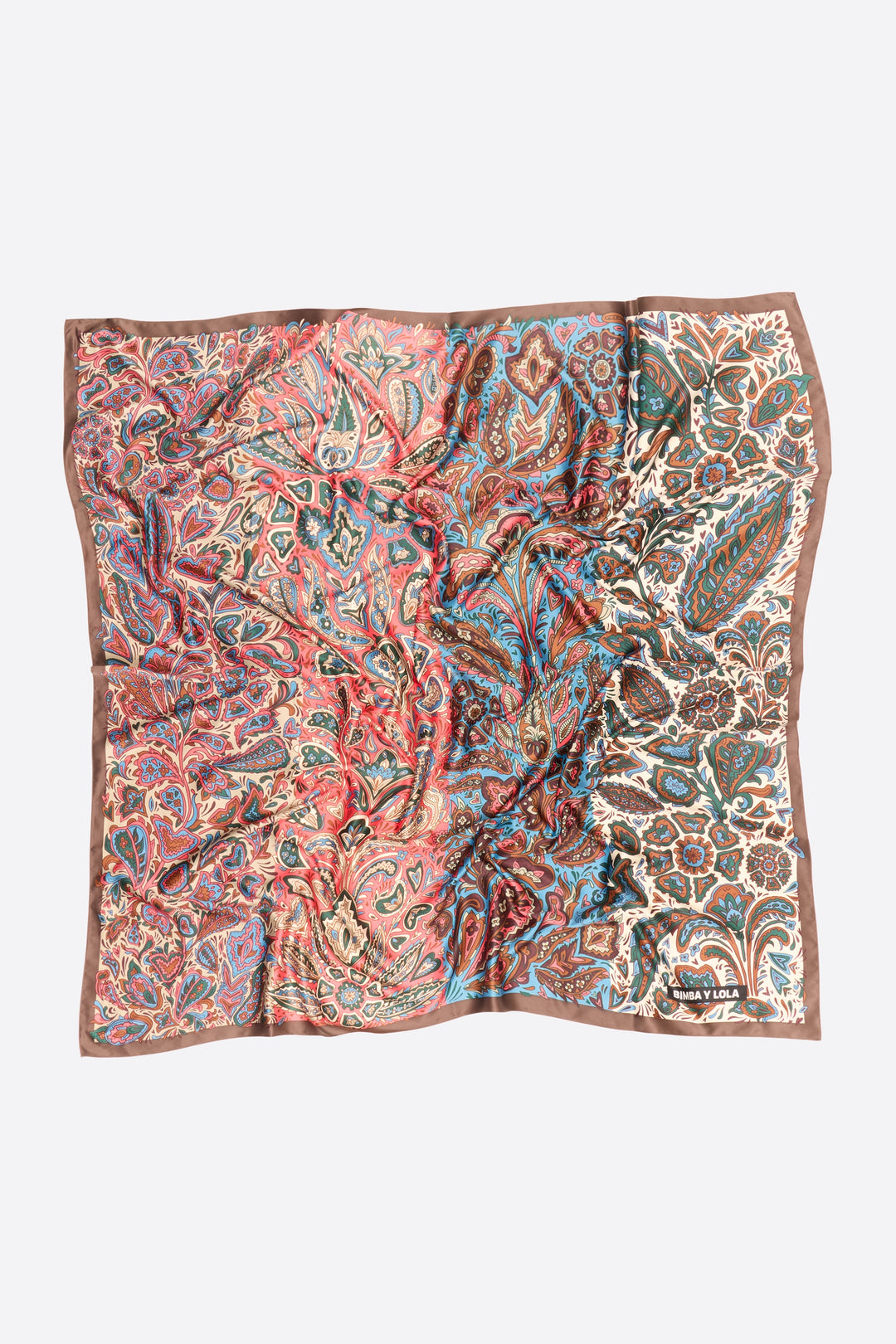 Coral paisley stripes scarf