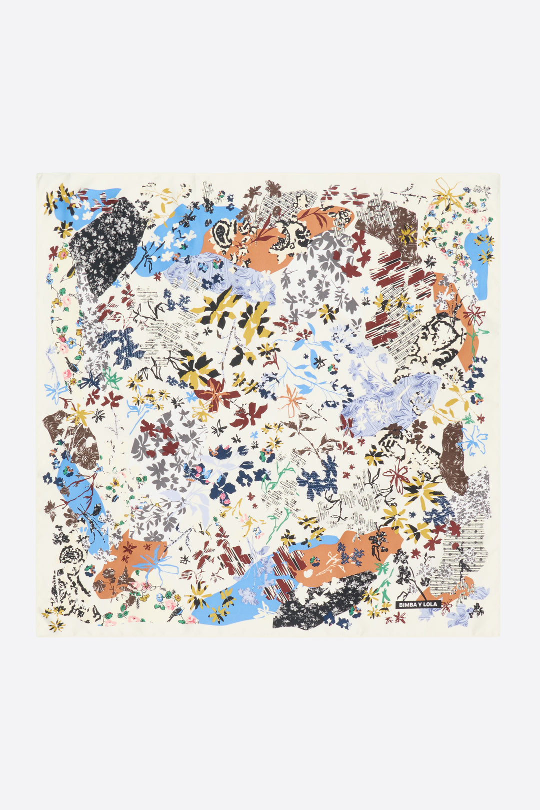 Ivory floral collage background scarf