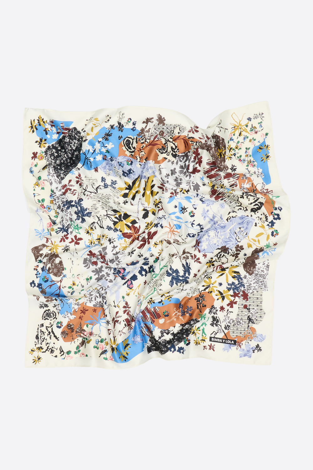 Ivory floral collage background scarf