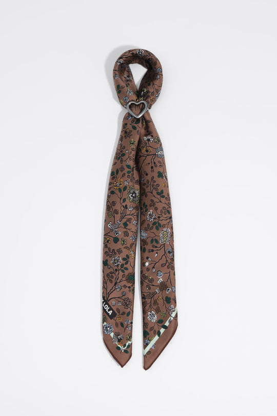 Brown lace floral scarf charm