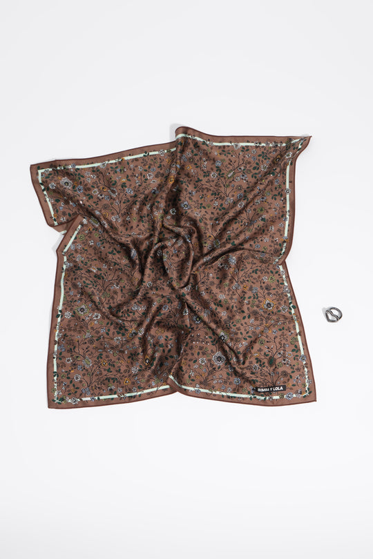 Brown lace floral scarf charm