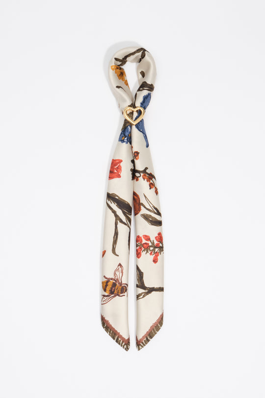 Ivory flowers and bees scarf charm