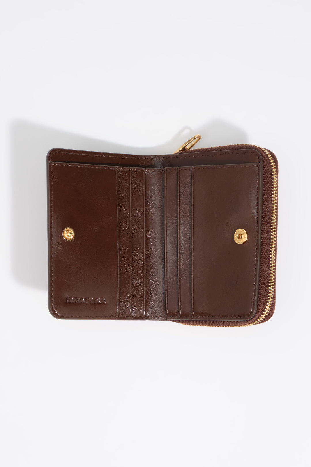 Dark tan leather flap purse