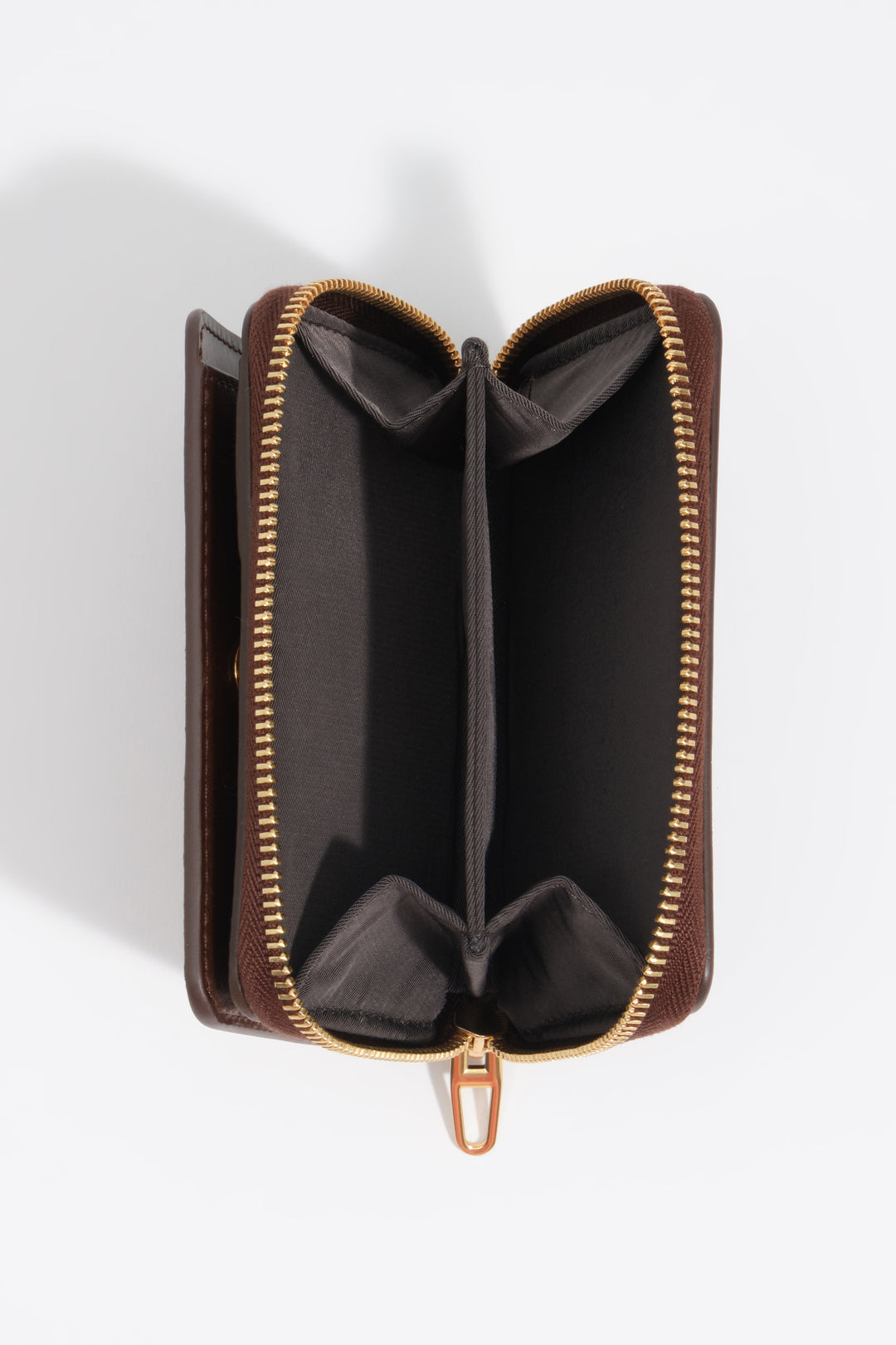 Dark tan leather flap purse