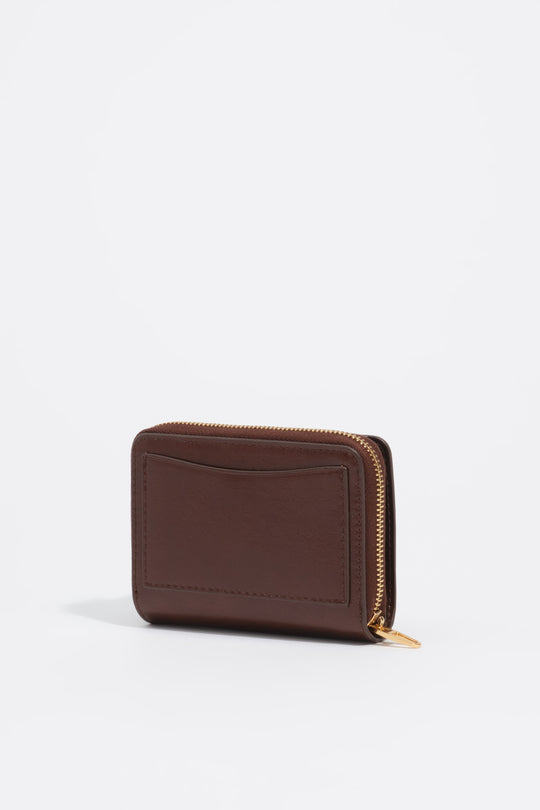 Dark tan leather flap purse
