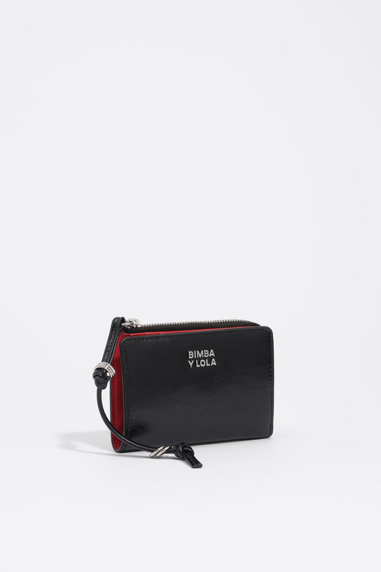 Black leather compact purse
