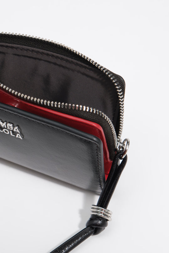 Black leather compact purse