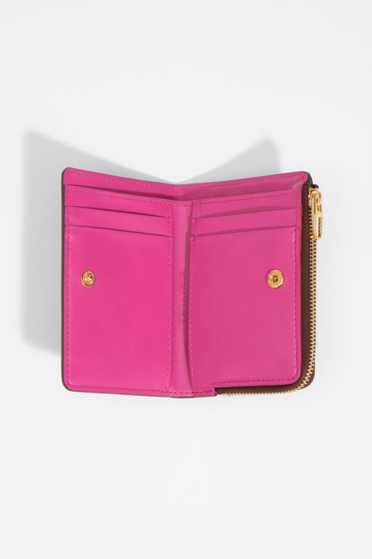 Dark tan leather compact purse