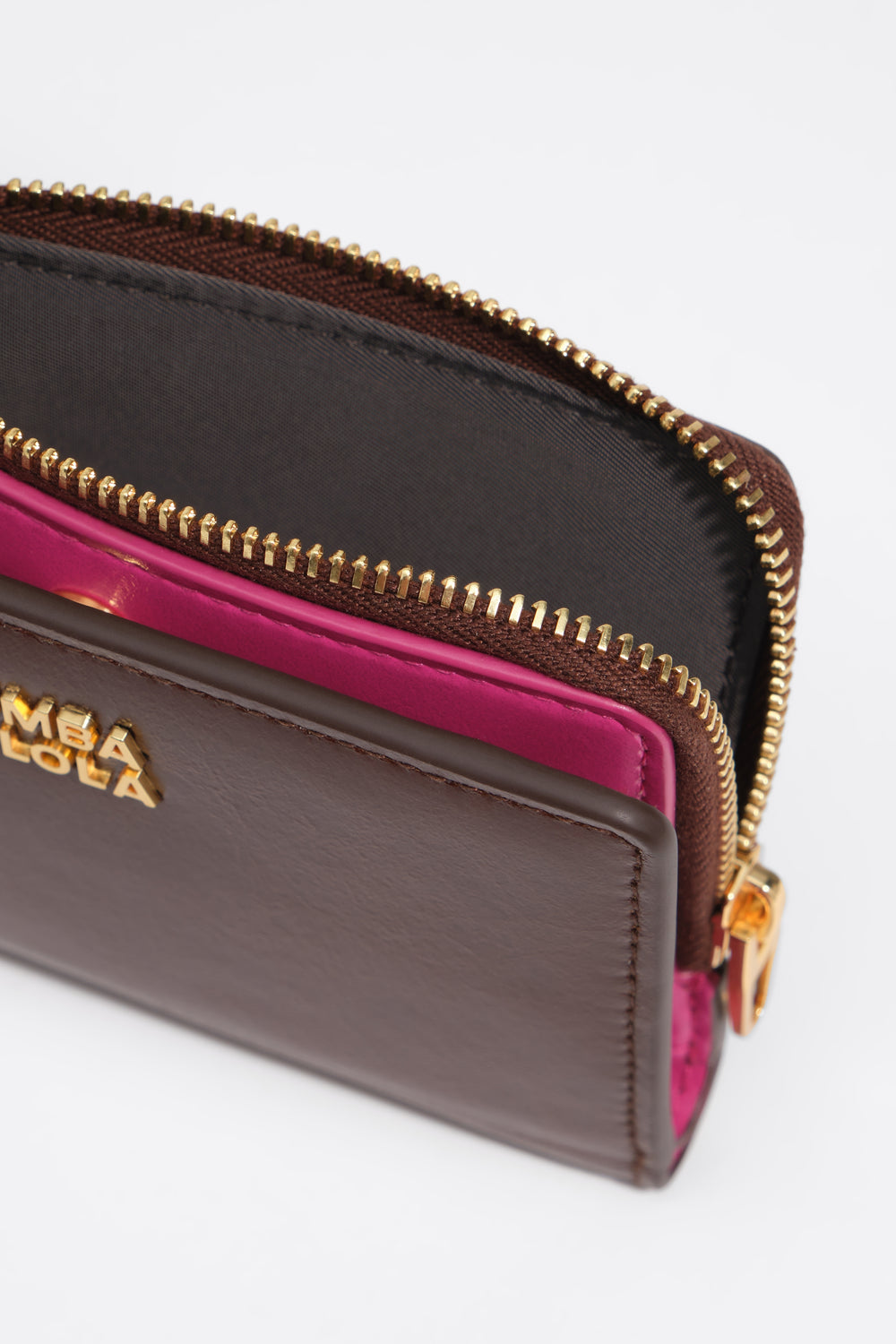 Dark tan leather compact purse