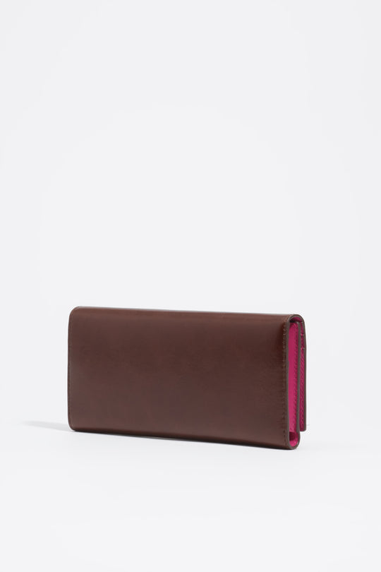 Dark tan leather continental wallet