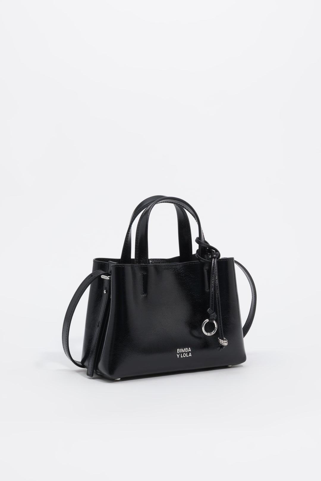 Small black leather Chihuahua tote bag