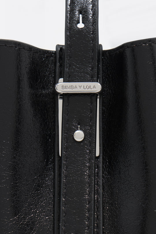 Small black leather Chihuahua tote bag
