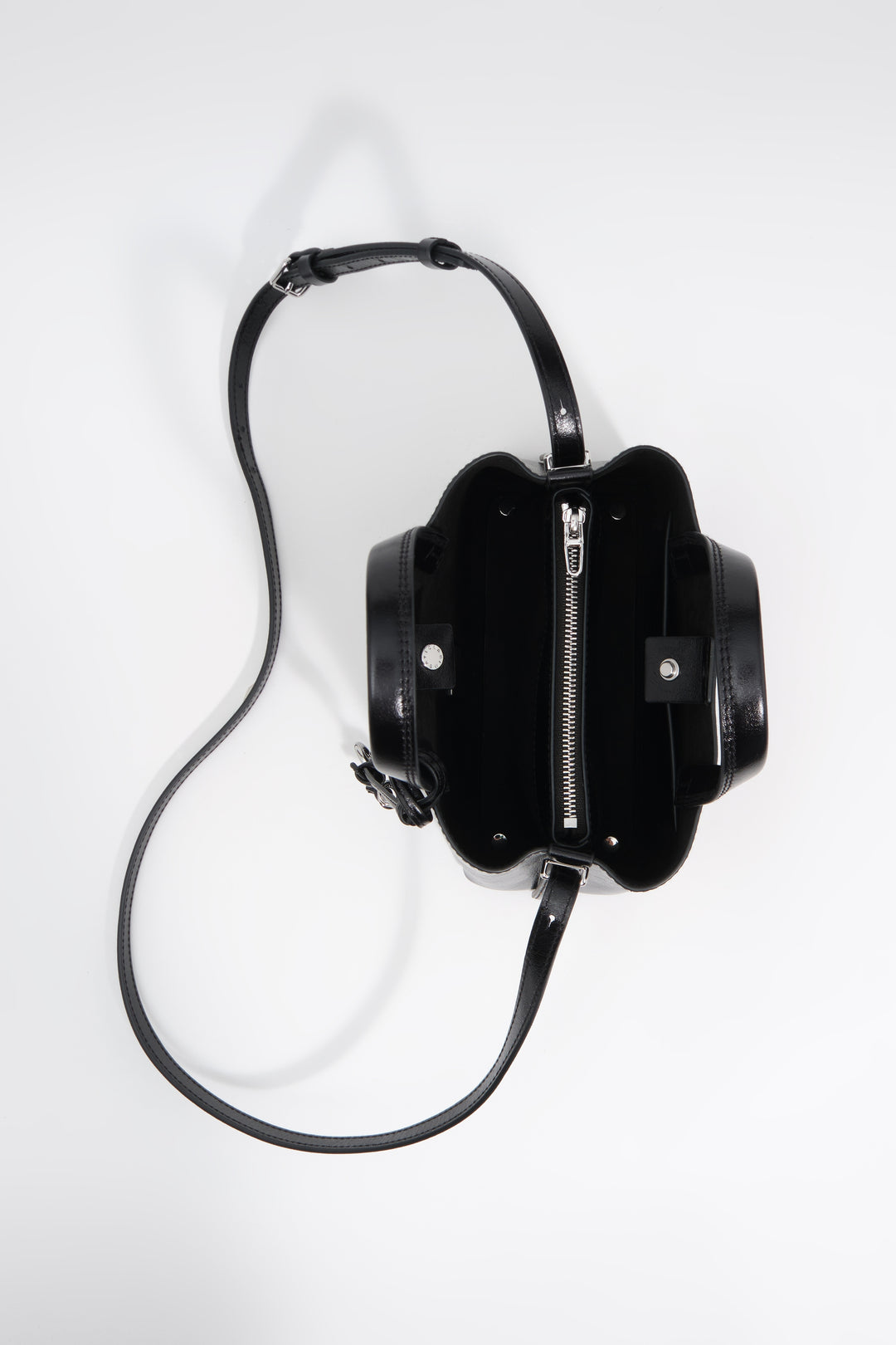 Small black leather Chihuahua tote bag