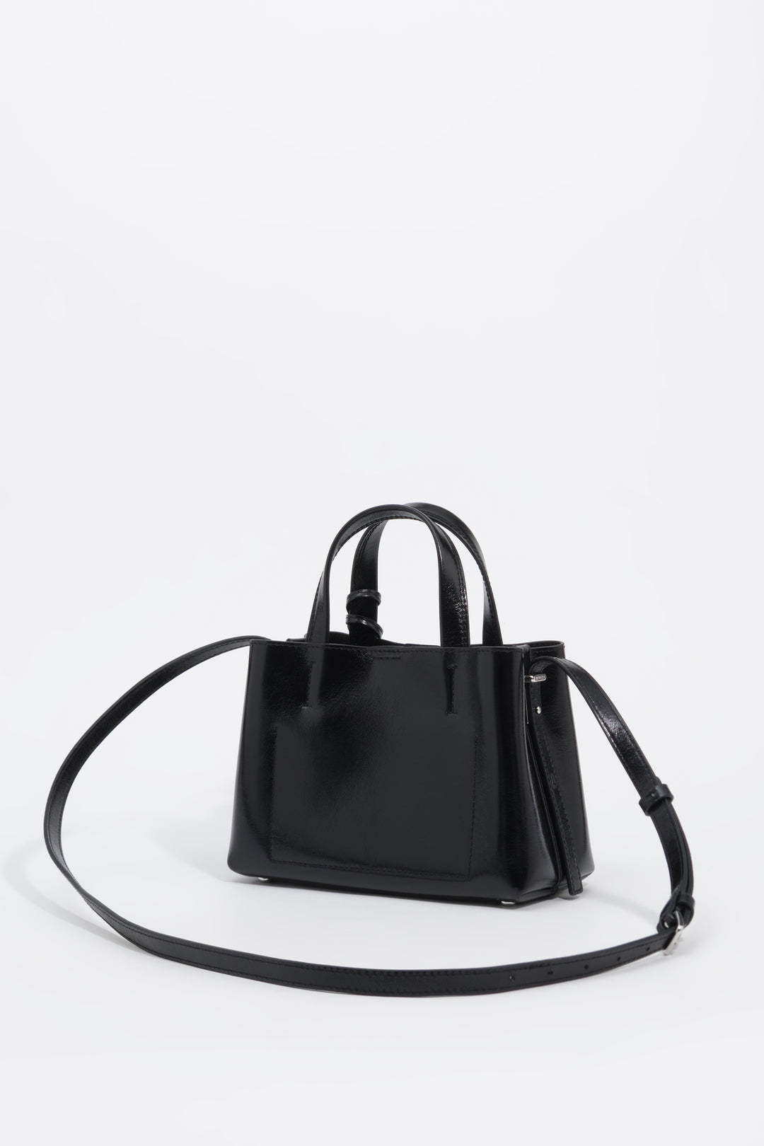 Small black leather Chihuahua tote bag