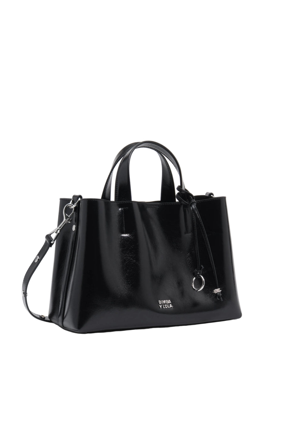 Large black leather Chihuahua tote bag