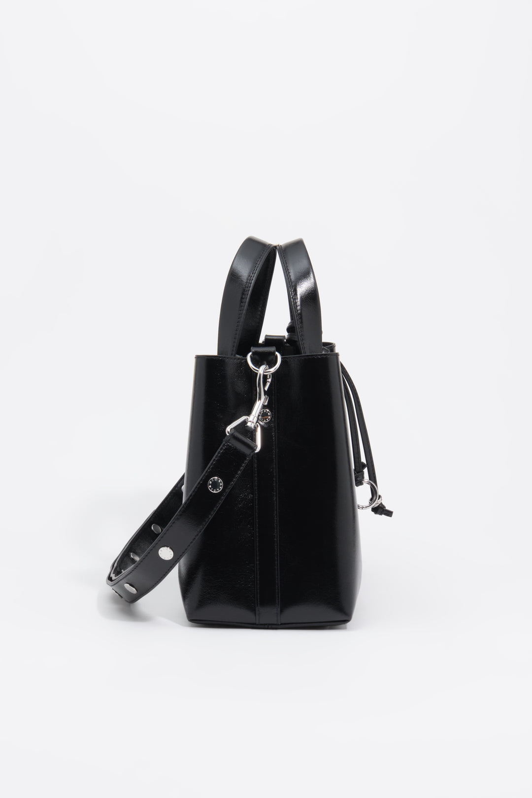 Large black leather Chihuahua tote bag