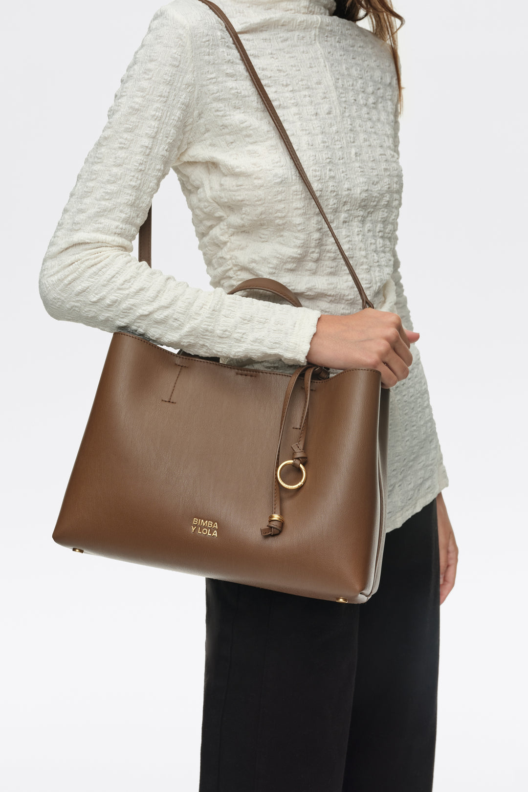 Large golden brown leather Chihuahua tote bag